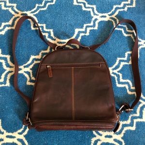 Jack Georges Voyager Brown Leather Convertible Backpack Crossbody…